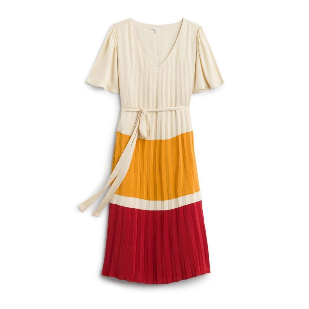SKIES ARE BLUE WOMENS PLEATED COLORBLOCK DRESS SIZE LARGE - Picture 2 of 14